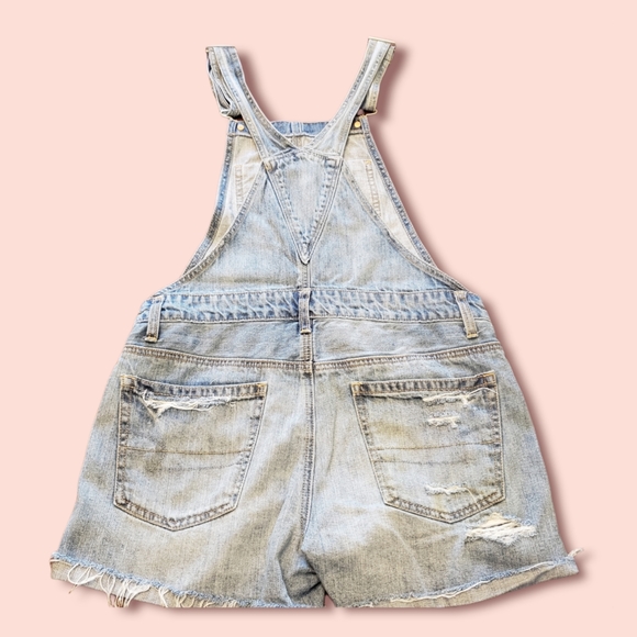 American Eaglel Denim Overalls Shorts XS Blue - Picture 2 of 8